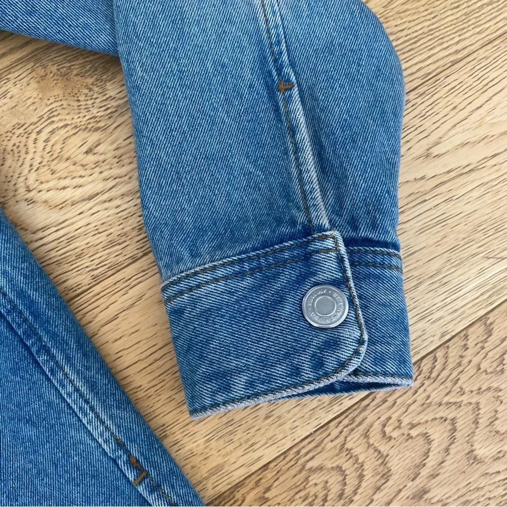 Ami Paris Coeur Denim Overshirt Button Down Shirt Oversized Heart Blue Jean M - Picture 4 of 15